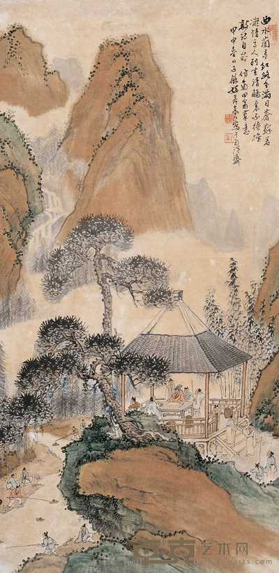 孙葆羲 1944年作 山水人物图 立轴 88.5×43cm